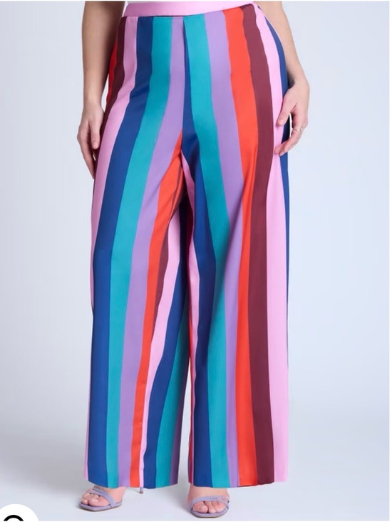 Eloquii Pants - Eloquii Bright Multi-Stripe Wide-Leg Pants